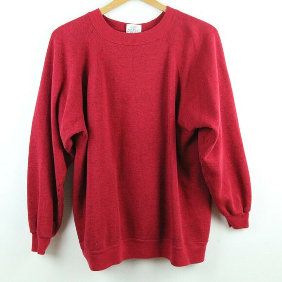 Hanes Tops - Vintage 90s Hanes Her Way Red Raglan Crewneck Pullover Sweatshirt 50" Chest XXL
